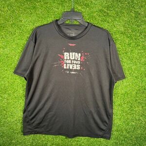 Subaru Run For Your Lives Graphic T-Shirt Men Large Black Performance Activewear